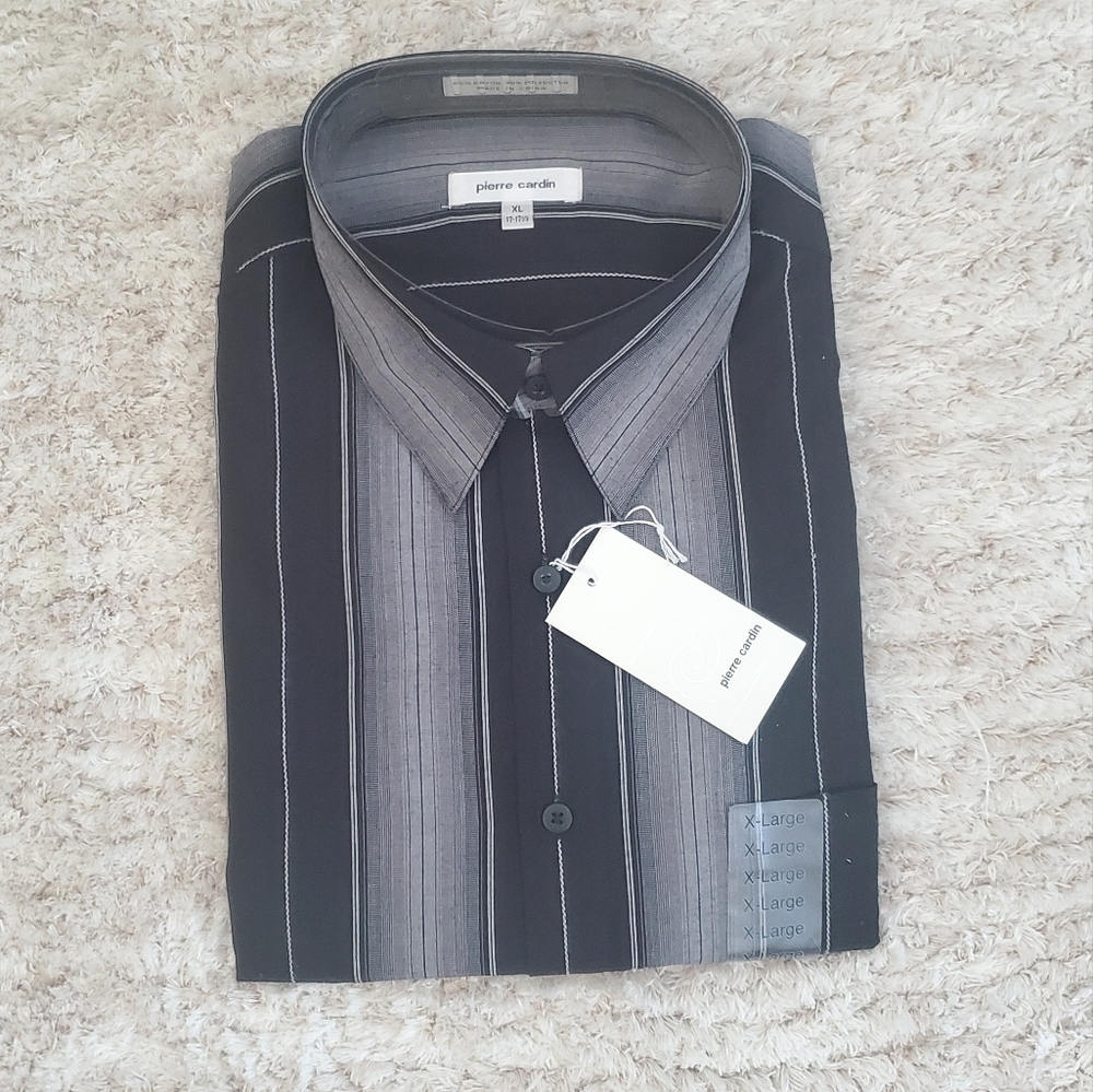 Pierre Cardin Black/Gray Sport Button-Down Shirt | XL